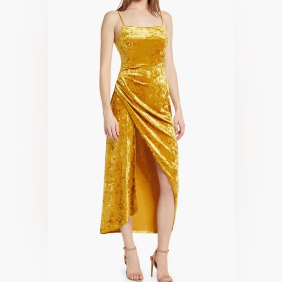 Saylor Draped Velvet Midi Dress - Picture 1 of 10